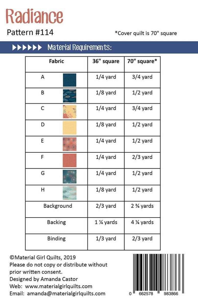Radiance Quilt Pattern by Material Girl Quilts