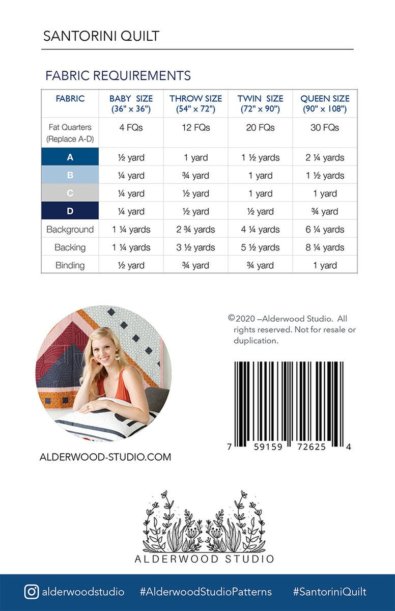 Santorini Quilt Pattern by Alderwood Studios