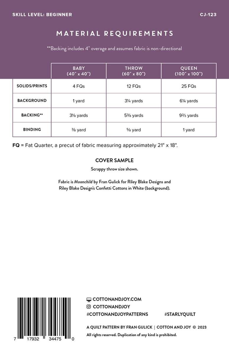 Starly Quilt Pattern by Fran Gulick