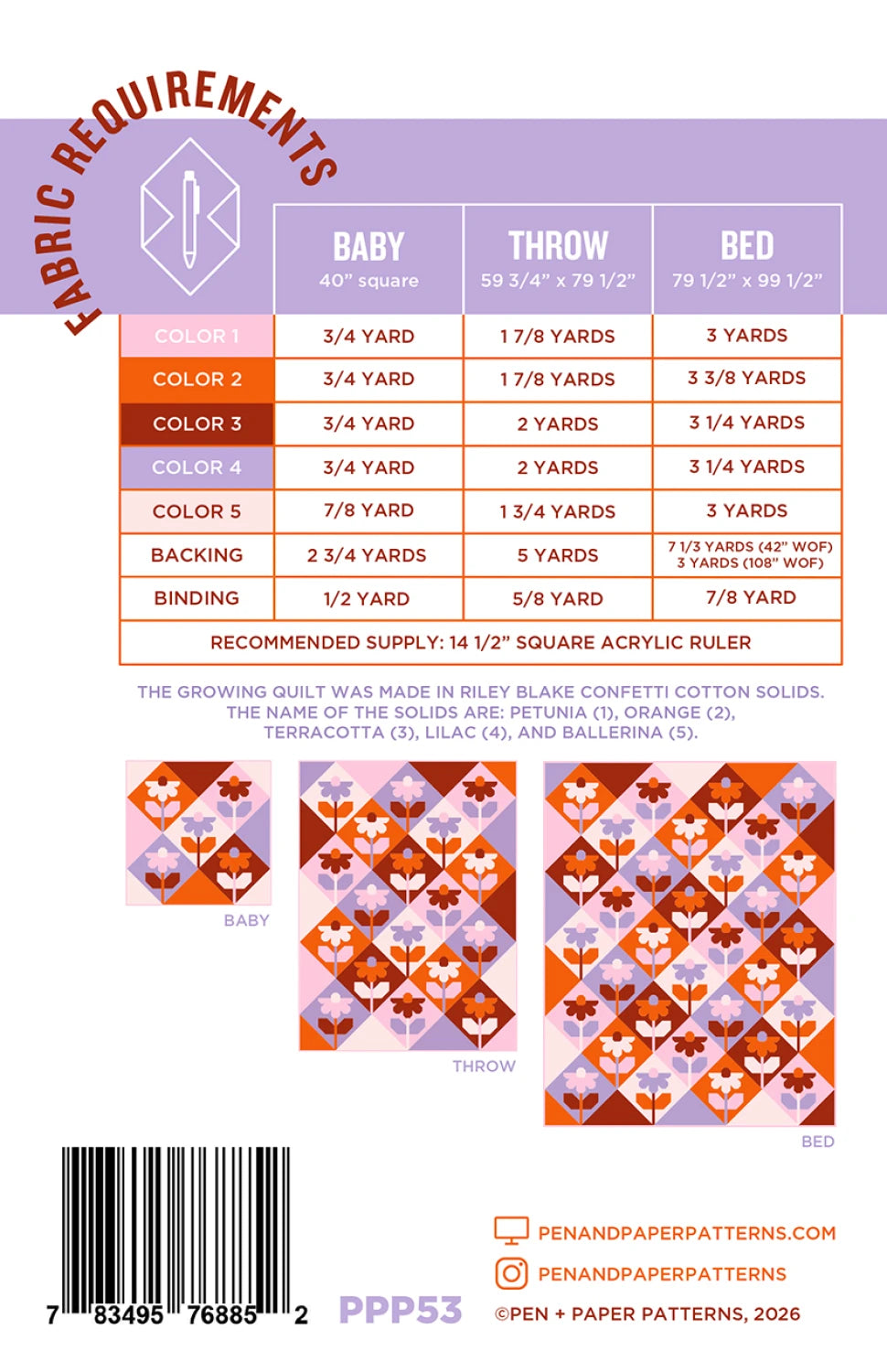 Growing Quilt Pattern by Pen + Paper Patterns